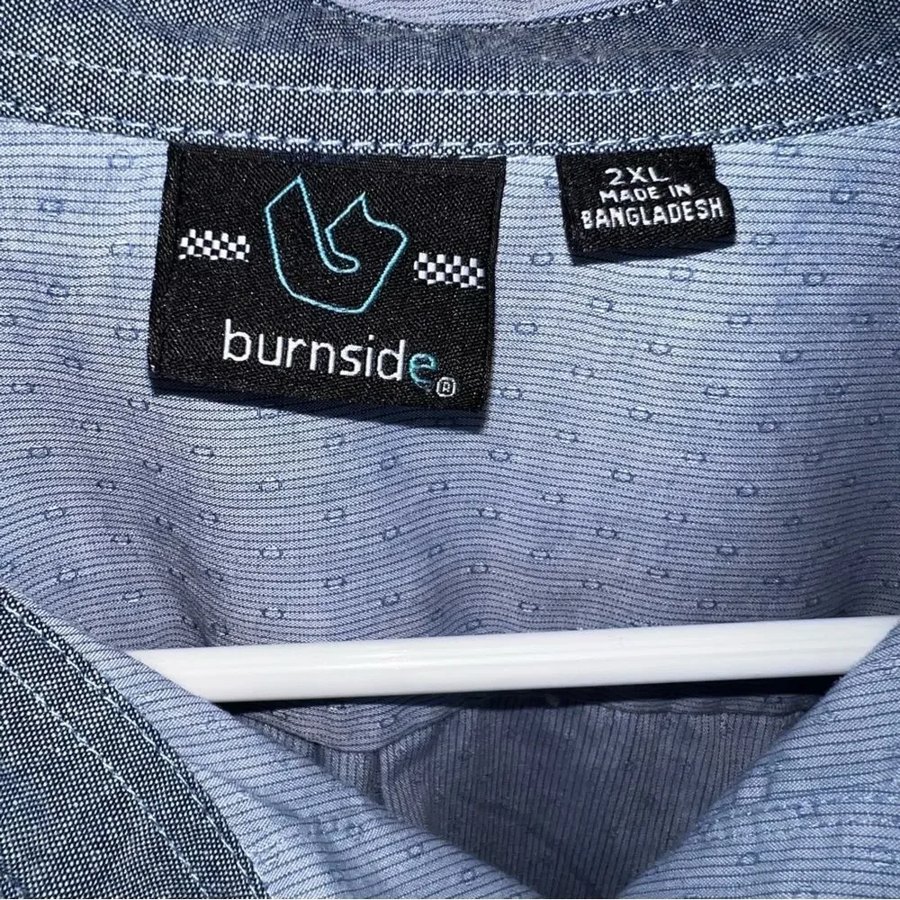 NWT Burnside Crushin It Woven Blue Casual Button Down Shirt Size 2XL
